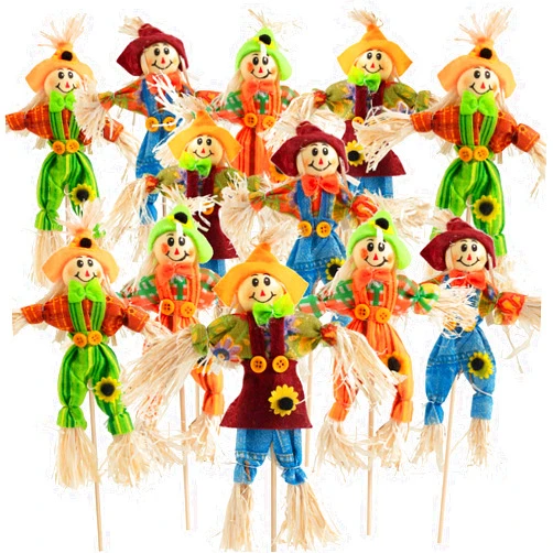 ZAUGONTW 12 PCS Halloween Scarecrow Decoration Outdoor, Fall Harvest Scarecrow Decor, Standing Scarecrow Decorations for Garden, Home, School, Yard, Porch, Thanksgiving Décor