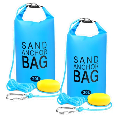 Phoncoo 20L Sand Anchor Bag, 2 in 1 Jet Ski Anchor Kit for Float with Adjustable Buoy, Waterproof Dry Bag for Jetski, Kayak, Boat, Water Sports - Blue