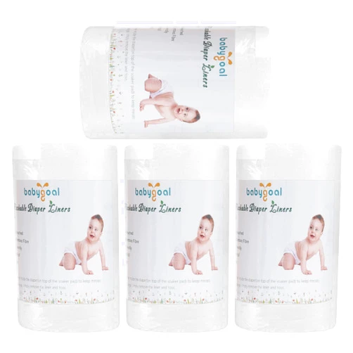 Babygoal Baby Cloth Diaper Liners 4 Pack, Rayon from Bamboo Liners for Cloth Diaper Nappy (400 Sheets) 4BBT01