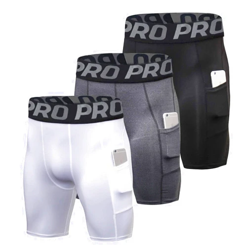 YUSHOW Mens Compression Shorts with Pocket Spandex Sports Running Quick Dry Shorts Compression Underwear for Men Athletic