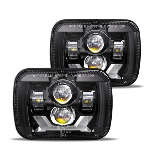 HWSTAR Pair 180W 1000% Bright H6054 5x7 7x6 Led Headlights Compatible with Jeep Cherokee XJ Wrangler YJ DOT Anti-glare DRL Turn Signal Hi/Low Sealed Beam Ford Chevy GMC Toyota Nissan Dodge etc Black