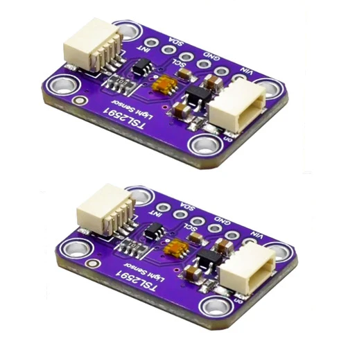 Tictocstore 2pcs TSL2591 High Dynamic Range Digital Light Sensor Breakout Module Purple Board - 600,000,000:1 Ratio, Dual-Spectrum Visible/IR Detection, I2C Interface for QWIIC & Arduino
