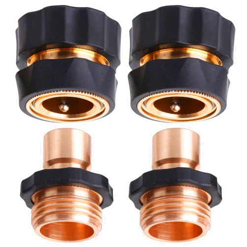 UNCO- Garden Hose Quick Connectors, 3/4 Inch, 2 Sets (2 Female+2 Male) Hose Quick Connect, Water Hose Quick Connect Fittings, Hose Fittings, Hose Attachments, Hose Connectors Quick Connect.