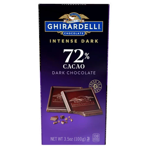 GHIRARDELLI Intense Dark Chocolate Bar, 72% Cacao, 3.5 Oz Bar (Pack of 12)