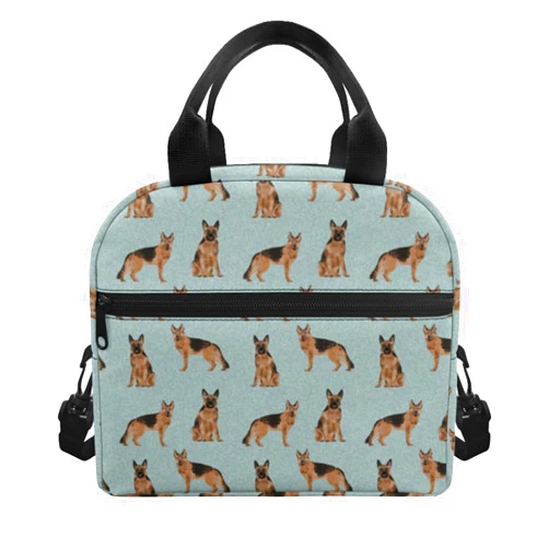 PCSJRKG German Shepherds Lunch Box Large Capacity Insulated Lunch Bag Kids, Cartoon Cute Reusable Lightweight Lunch Box for Kids, Insulated Thermal Cooler Sack Food Handbag for Women Men