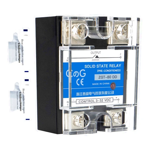 CGELE CG Solid State Relay SSR-80DD DC to DC Input 3-32VDC To Output 5-240VDC 80A Single Phase Plastic Cover
