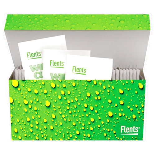 Flents Wipe N Clear Lens Wipes, 25 Count, Assorted Box Patterns for Glasses, Sunglasses, and Camera Lenses, Streak-Free, Anti-Fog, Portable Cleaning Cloths, Individually Wrapped, Pocket Sized