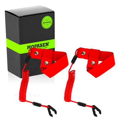 MOPASEN 2PCS Boat Lanyard Kill Switch Marine Jet Ski Lanyard Wrist Strap Replace EW2-68348-00-00 for All Yamaha Outboard Motor Engine Safety Stop Tether 92072-3809 (Red)