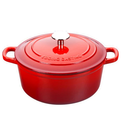 EDGING CASTING Enameled Cast Iron Dutch Oven Pot with Lid, 7 Quart, Round Dutch Ovens, Bread Oven Dual Handles, for Bread Baking, Oven Safe up to 500°F, Red