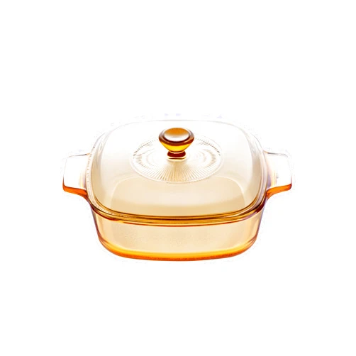Visions 1 Litre Pyroceram Reverse Square Casserole with Glass Cover, Brown