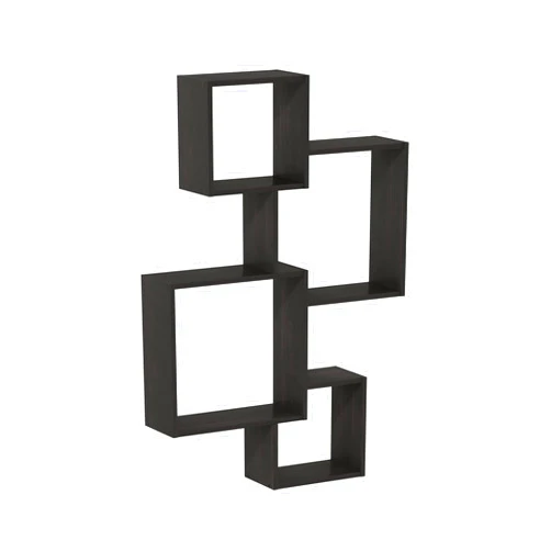 Furinno Rossi Interweave Wall Mount Floating Cube Shelf, Set of 4, Espresso