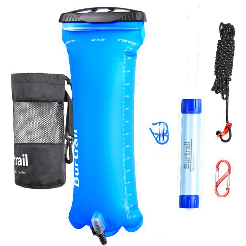 Burtrail Gravity Water Filter,Camping Water Filtration System,Water Filter Survival for Backpacking and Emergency Preparedness,3L Water Bag,0.01 Micron