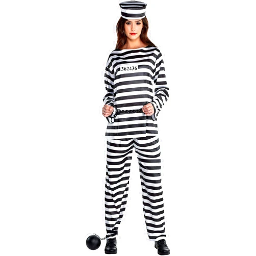 Amscan Black/White Lady Lawless Prisoner Costume Set - Standard Size (1 Pack) - Bold & Durable - Perfect Outfit For Your Daring Adventure