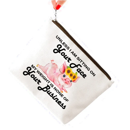 BiuNiuring Pig Gifts for Pig Lovers, Cute Pigs Gifts for Women,Sarcastic Funny Pig Makeup Bag, Unless I Am Sitting on Your Face