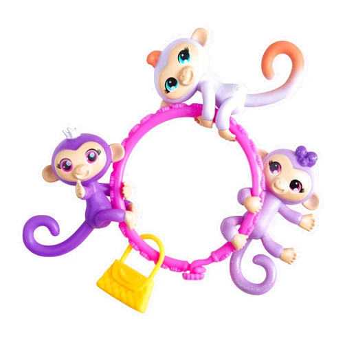 WowWee Fingerlings Minis-Series 1-5 Piece Banana Blister 3 Figures Plus Bonus Bracelet and Charm