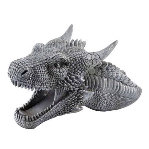 Esterno Dragon Garden Downspout Sculpture; Splash Block Anchor w/Ramp for Downspout Extension
