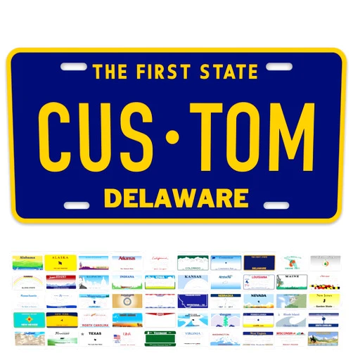 My Sign Center Custom Delaware License Plate, Personalized License Plates for Car, 6x12 Inch, Rust-Free Fade Resistant Aluminum, USA Made by My Sign Center