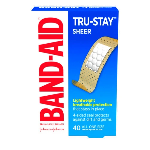 Band-Aid Brand Tru-Stay Sheer Strips Adhesive Sterile Bandages for First Aid & Wound Protection, Individually Wrapped Wound Care Bandages for Minor Cuts & Scrapes, All One Size, 40 ct