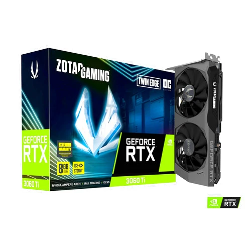 ZOTAC Gaming GeForce RTX™ 3060 Ti Twin Edge OC LHR 8GB GDDR6 256-bit 14 Gbps PCIE 4.0 Graphics Card, IceStorm 2.0 Advanced Cooling, Active Fan Control, Freeze Fan Stop ZT-A30610H-10MLHR