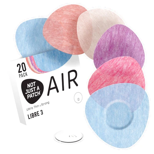 Not Just A Patch Air Libre 3 Sensor Covers (20 Pack) - Thin, Strong and Light Adhesive Patches with Ultra-Hold 14 Day Adhesion, Durable Freestyle Libre 3 Sensor Covers - Multicolor