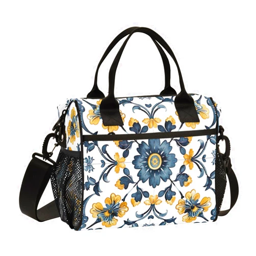 Kigai Portugal Tiles Lunch Bag Reusable ​​Lunch Box for Women & Men, Leakproof Insulated Cooler Bag for Work/Travel/Outdoor