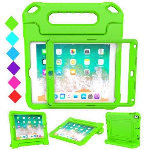 SUPLIK Kids Case for iPad 5th/6th Generation (9.7 inch, 2017/2018), iPad Air 1 & Air 2 & Pro 9.7 Case with Screen Protector, Durable Shockproof Protective Cover with Handle Stand, Green