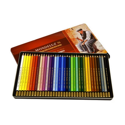 Koh-I-Noor Mondeluz Aquarelle Watercolor Pencil Set, 36 Assorted Colors in Tin, 1 Each (FA3725.36)