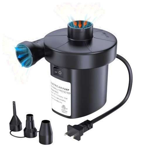PULIDIKI Air Pump Electric Air Pump for Inflatables Air Mattress Pump with 3 Nozzles Inflator Deflator Quick Air Pump for Air Mattress Beds Pool Toys Raft Boat Swimming Rings AC 110V 130W