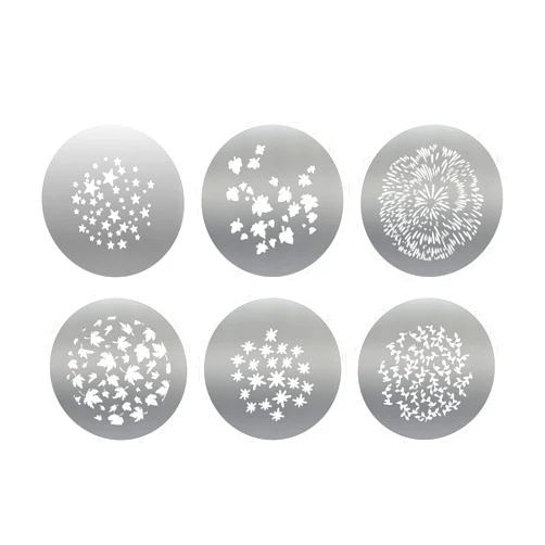 GODOX 6Pcs Round GOBO Kit,66mm Metal Plate with Different Patterns Works with Spotlight Attachment and OT1 Pro II III Optical Snoot to Create Different Lighting Effects