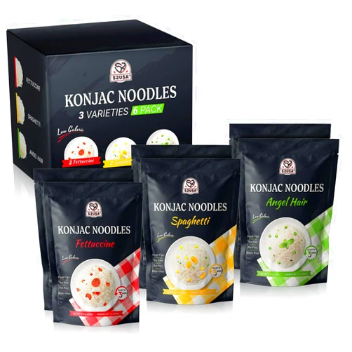 52USA Konjac Shirataki Noodle, Low Carb Pasta 52.8 Oz, Vegan, Gluten Free, Kosher, Sugar Free, Soy Free, Fat Free, Keto and Paleo Friendly, Low Calorie Food (3 Variety - 6 Pack Inside)