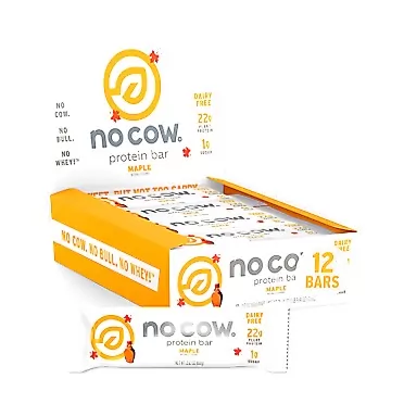 No Cow Protein Bars, Maple, 22g Plant Based Vegan Protein, Keto Friendly, Low Sugar, Low Carb, Low Calorie, Gluten Free, Naturally Sweetened, Dairy Free, Non GMO, Kosher, 12 Pack