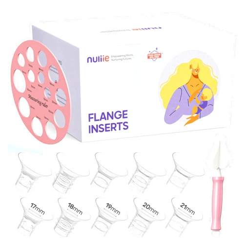 Nuliie 10PCS Flange Sizing kit 17/18/19/20/21mm for 24mm Flange/Shield of Most Pumps, BPA Free Flange Inserts, Compatible with Momcozy/Elvie/Spectra/Bellababy/TSRETE/Willow/Nuliie Breast Pumps