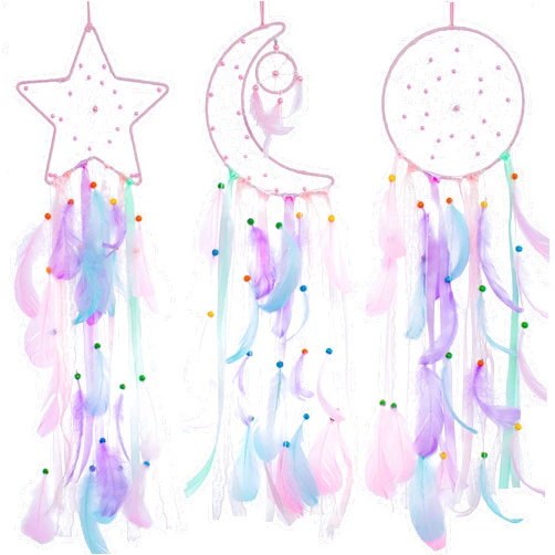 Remorlet 3 Pack Pink Star Moon Sun Dream Catcher - Pink Dream Catchers for Girls Room Decor, Teen Girl Room Decor, Grils Bedroom Decor,Gril Room Decor,Teen Room Decor for Girls