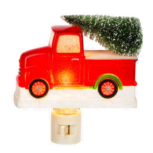 MIDWEST-CBK Red Pickup Truck with Snowy Tree Holiday Night Light Electric Acrylic