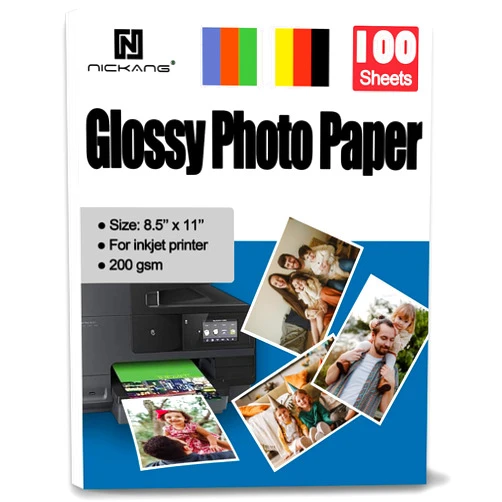 NICKANG Photo Paper, Glossy Photo Paper 8.5x11, Photo Printer Paper, Picture Paper for Printer, for Inkjet Printer, Letter Size, 100 Sheets Bulk, 200 GSM