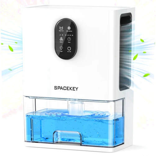 Spacekey Dehumidifier, 106 OZ（850 Sq.ft）Dehumidifiers for Home, 7 Color LED Light Dehumidifier for Bedroom Basement Bathroom RV, 2 Working Modes, Auto Shut-off, Auto Defrost, Quiet Small Dehumidifier White