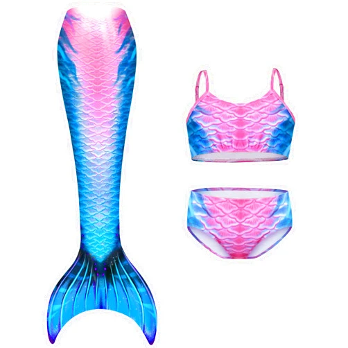 FOLOEO Mermaid Tails for Swimming with Bikini Set, Mermaid Swimsuit Costume Princess Bikini Set for Kids,Girls（No Monofin）