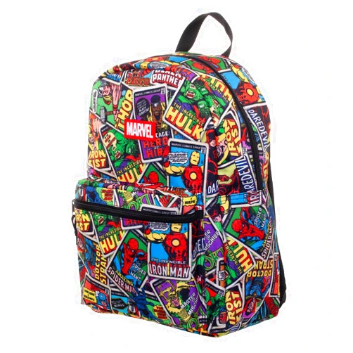 Bioworld Marvel Comics Presents AOP Superhero Cards 16 Adult Backpack