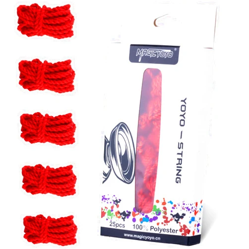 MAGICYOYO 100% Polyester Professional Yoyo Strings for Responsive and Non Responsive Yoyos - Pack of 25 Color Red