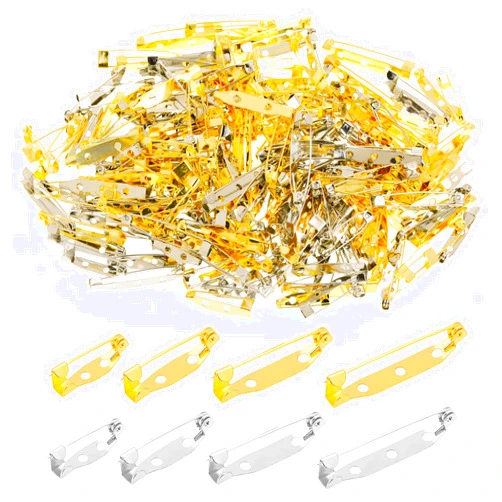 Heliltd 240pcs Bar Pins Brooch Pin Backs for Jewelry Making, Heliltd Metal Brooch Safety Pin Clasps 4 Sizes Tone Bar Pin Backs for Badge Crafts Making Corsage Name Tags Jewelry DIY Crafting Sewing Fabric