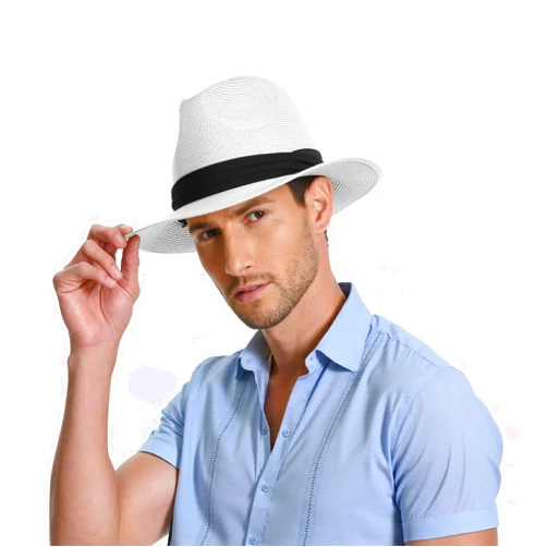 SAJUZEN Sun Hat Straw Fedora Hats for Men Women Beach Hat Panama Hat Men Wide Brim Summer Hats UPF80+
