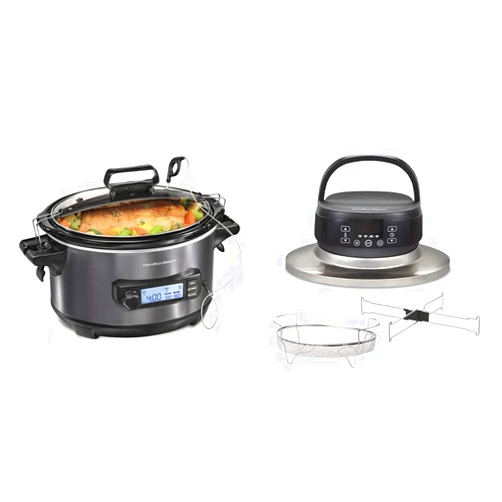 Hamilton Beach 6 Quart Programmable Slow Cooker with Air Fry Lid Accessory (33602)