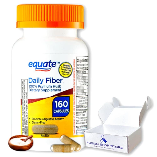 FUSION SHOP STORE Smart choices, meaningful life! Equate Daily Fiber - Psyllium Husk Capsules 160ct (Pack of 1) - Supplement for Regularity & Digestive Support, Boxed by Fusion Shop Store