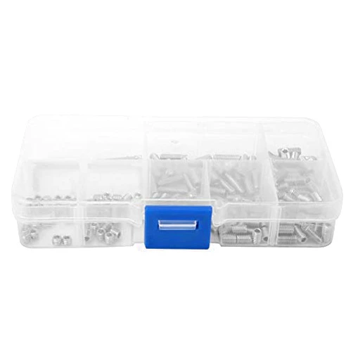 Uv-screw 212pcs Hex Socket Flat Point Set Screw 304 Stainless Steel Grub Screw Kit with Hex Key SCRW-128601