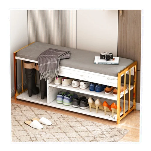 TOMYEUS Shoes Shelf Shoe Rack Bench, 3-Tier Shoe Rack with Boots Storage, Shoe Organizer for Entryway, Entry Bench with Upholstered Seat for Small Space, Foyer, Hallway, Living Room Stackable Shoe Rack