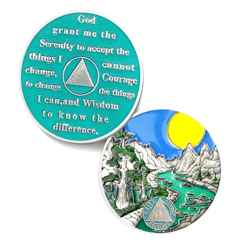 IELCJJ Sunlight 4 Year Sobriety Coin - Recovery Four Year AA Coins - Serenity Prayer AA Chips and Medallions - 0-40 Prime Na Clean Token - Sober Chip Alcoholics Anonymous Gifts for Men Women
