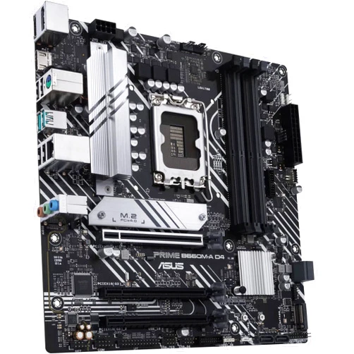 ASUS Prime B660M-A D4 LGA 1700(Intel 12th Gen) mATX Motherboard (PCIe 4.0, DDR4,2xM.2 Slots, 1Gb LAN, DP,2 x HDMI, Rear USB 3.2 Gen 2, Front USB 3.2 Gen 1 Type-C, Aura Sync)