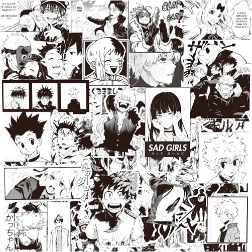Anhstks 102 pcs Cool Mixed Anime Stickers ，Trendy Black and White Graffiti Manga Stickers Vinyl Waterproof Decals for Water Bottle Laptop Skateboard Bicycle Luggage Car Bumper