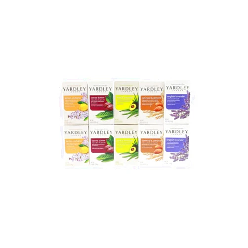 Yardley London Soap Bath Bar Bundle - 10 Bars: English Lavender, Oatmeal and Almond, Aloe and Avocado, Cocoa Butter, Lemon Verbena 4 Ounce Bars (Pack of 10, Two of each)