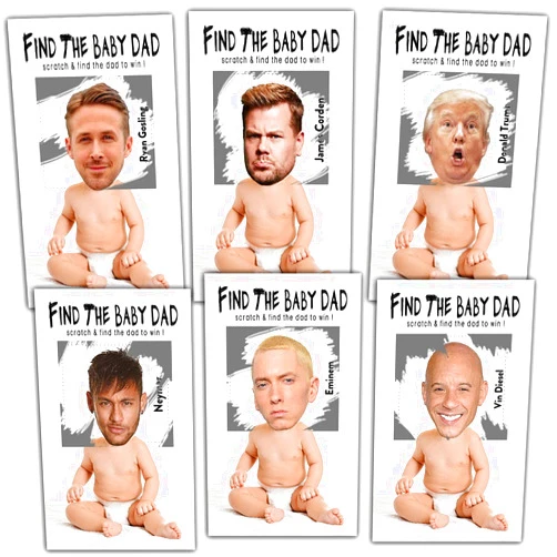 Nopoben Baby Shower Games – Find the Baby Dad Scratch Off Celebrity Cards, Baby Shower Party Games Supplies – 36 Cards(BA01-baiR)